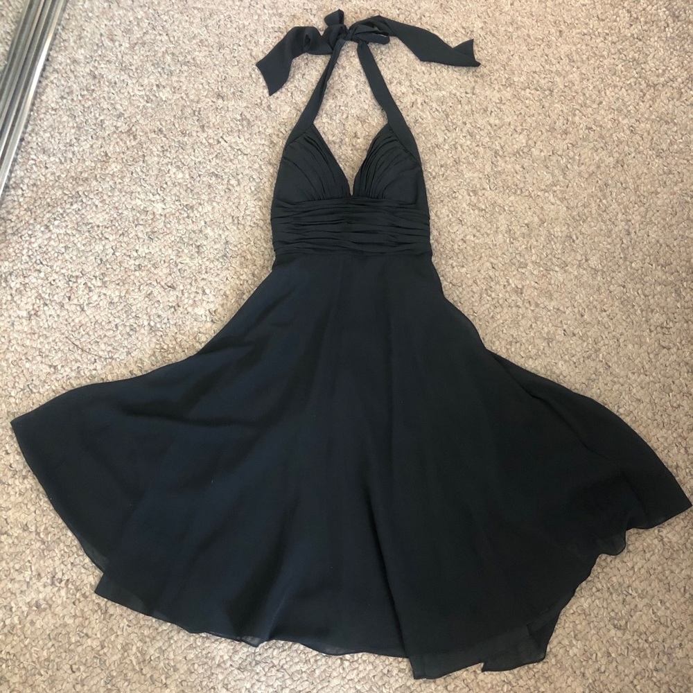 Black chiffon halter dress